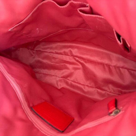 Coach 22430 Poppy Vermillion Shoulder Tote Bag Sun Orange Leather with Tan Trim - Picture 9 of 10